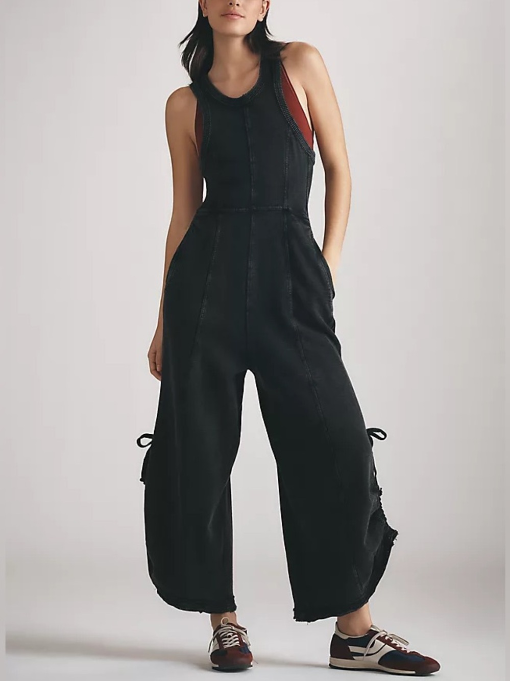 Anthropologie Daily Practice Horizon Wide Leg Knit Jumpsuit Casual Athleisure